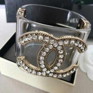 Chanel CC Bracelet Cuff Clear